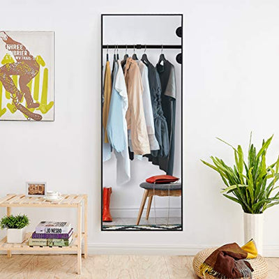 Aluminum Alloy Thickened Frame-65"x22", Full Length Mirror, Floor Mirror, Standing Mirror, Full Body Mirror, Large Mirror, Floor Length Mirror, Wall Mirror, Black Mirror, Black Aluminum Frame