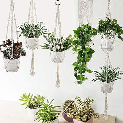 Plant Hangers Set of 6 Pack Indoor Hanging Planters Handmade Cotton Rope Flower Pot Holder for Plants Indoor Outdoor Home Decor (3 Sizes)