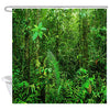 Green Forest Shower Curtain for Bathroom, Tropical Jungle Rainforest Landscape Nature Tree Exotic Plants Bath Curtain, 69X70 Inches Waterproof Fabric with 12 Hooks