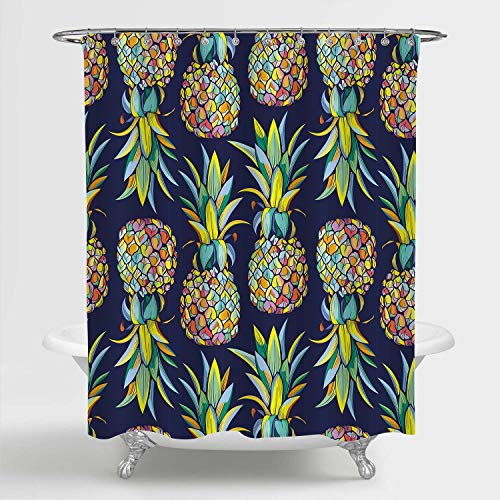 MitoVilla Tropical Fruit Pineapple Shower Curtain for Pineapple Bathroom Decor, Aloha Jungle Plant Bathroom Accessories, Pineapple Gifts for Women, Men, Kids and Girls, Colorful, 72