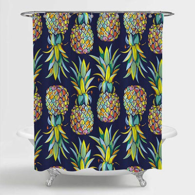 MitoVilla Tropical Fruit Pineapple Shower Curtain for Pineapple Bathroom Decor, Aloha Jungle Plant Bathroom Accessories, Pineapple Gifts for Women, Men, Kids and Girls, Colorful, 72" W x 72" L