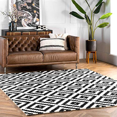 nuLOOM Kellee Contemporary Wool Area Rug, 5' x 8', Black