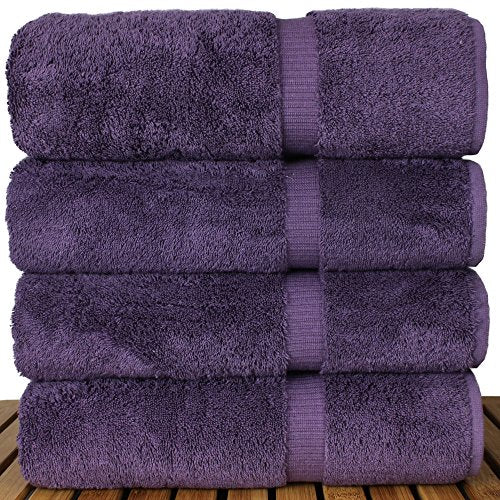 Chakir Turkish Linens Hotel & Spa Quality, Highly Absorbent 100% Turkish Cotton Bath Towels (4 Pack, Plum)